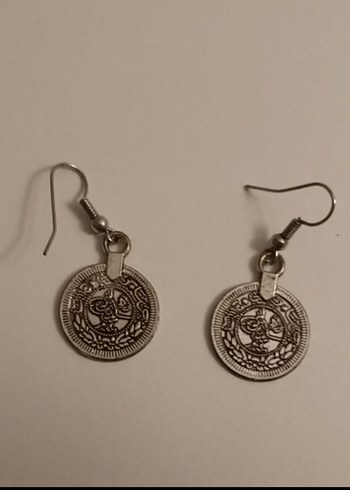 Tuğr Desenli Gri Bohem Küpe - Görsel 3