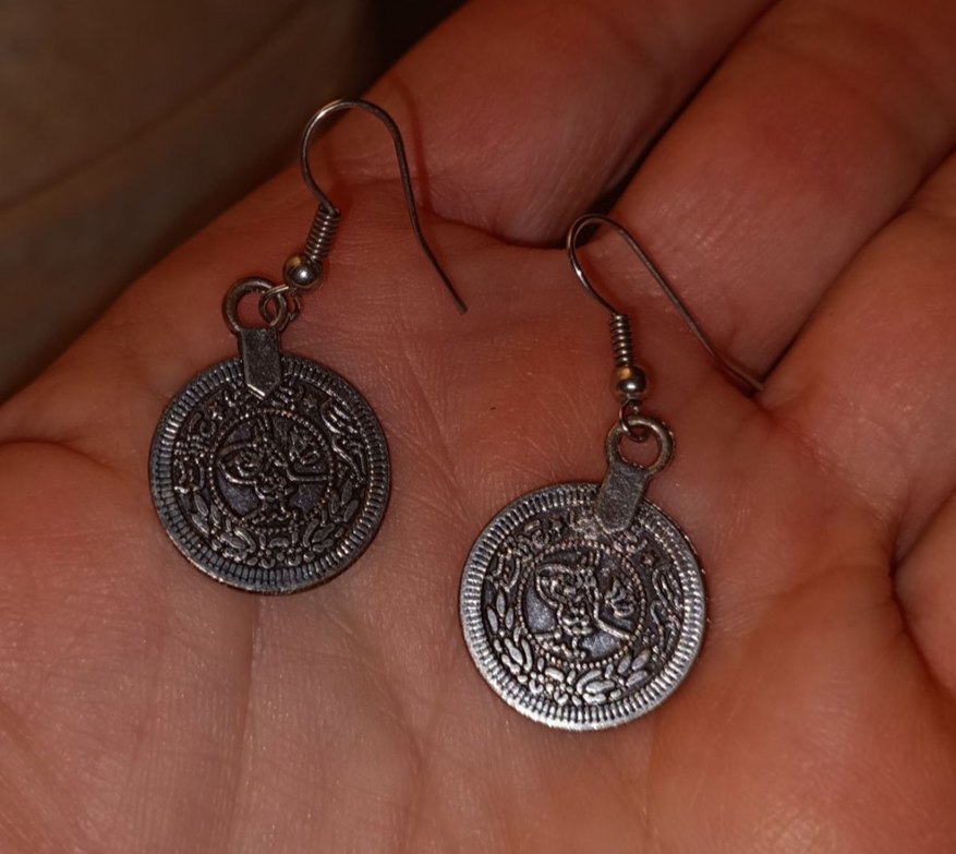 Tuğr Desenli Gri Bohem Küpe - Görsel 2