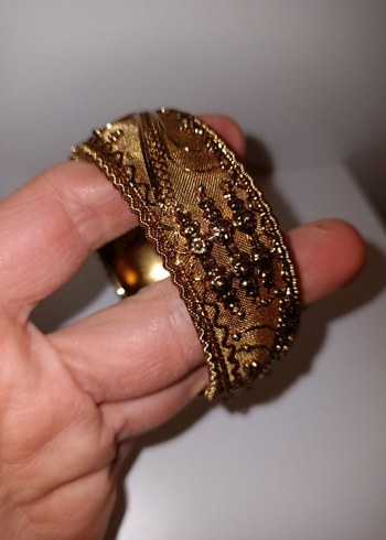 Vintage Kelepçeli Altın Renkli Bilezik - Görsel 6