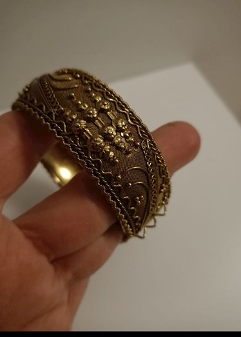 Vintage Kelepçeli Altın Renkli Bilezik - Görsel 5