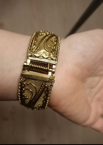 Vintage Kelepçeli Altın Renkli Bilezik - Görsel 4