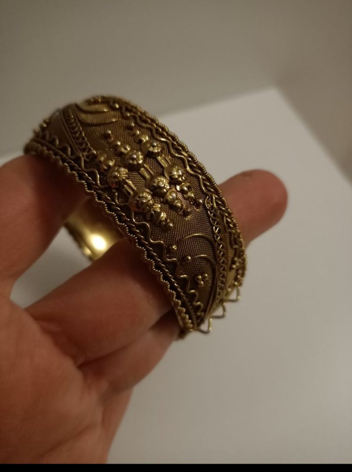 Vintage Kelepçeli Altın Renkli Bilezik - Görsel 5