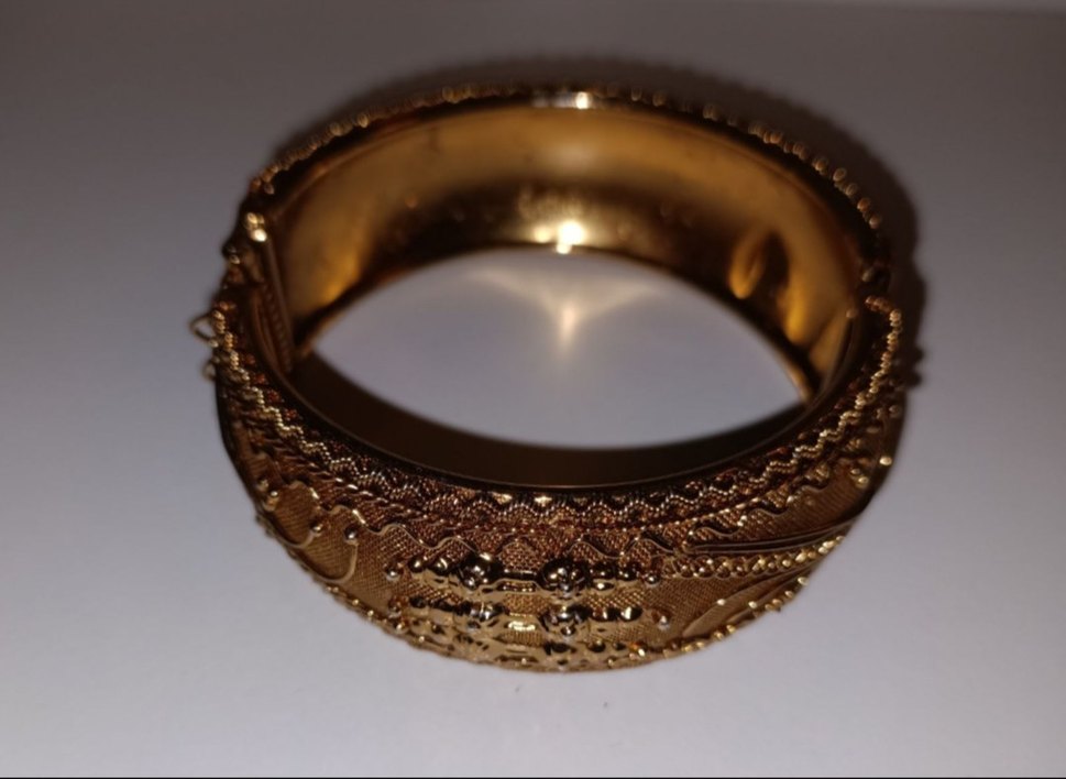 Vintage Kelepçeli Altın Renkli Bilezik - Görsel 3