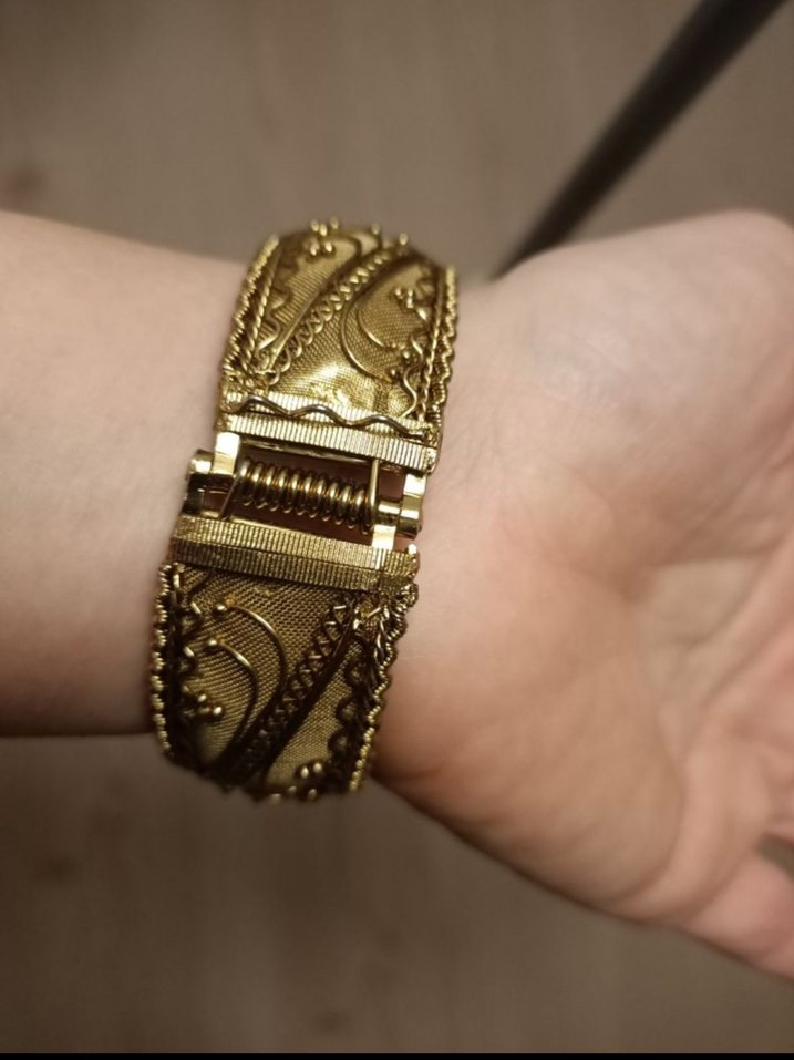 Vintage Kelepçeli Altın Renkli Bilezik - Görsel 4