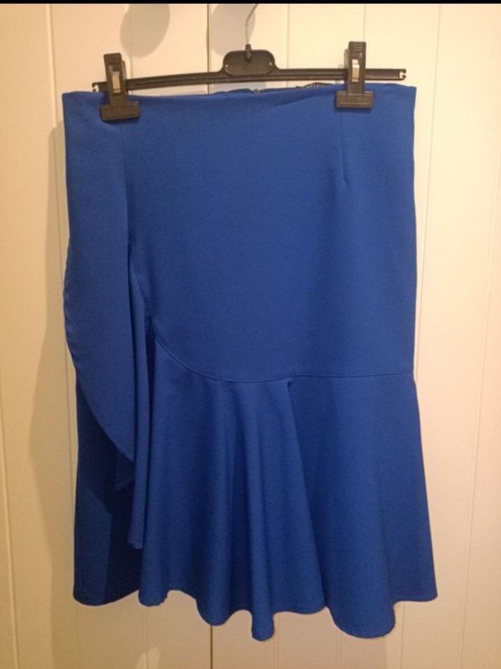 Lacivert Drapeli Midi Etek - Görsel 2