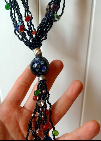 Uzun Boncuklu  Bohem Kolye - Görsel 3