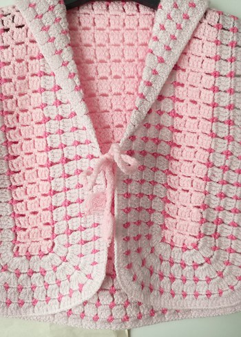 Kız Çocuk Pembe Örgü Yelek - Görsel 8