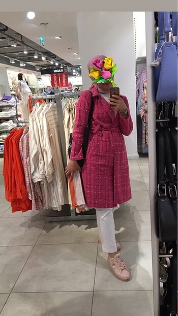 Trendyol & Milla PEMBE TÜVİT KUMAŞ TRENÇ
