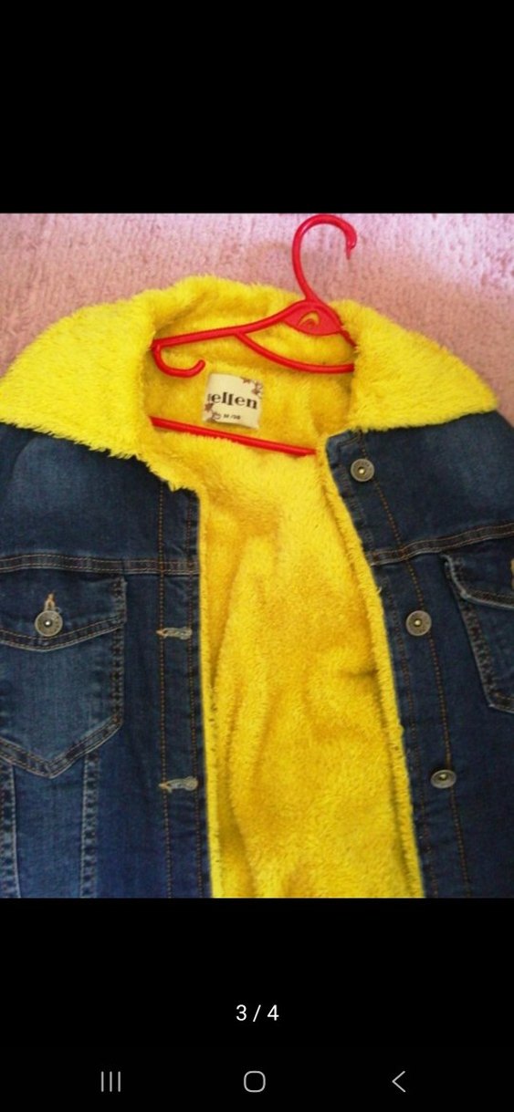 Sarı İç Astarlı Düğmeli Kadın Kot Ceket - Görsel 2