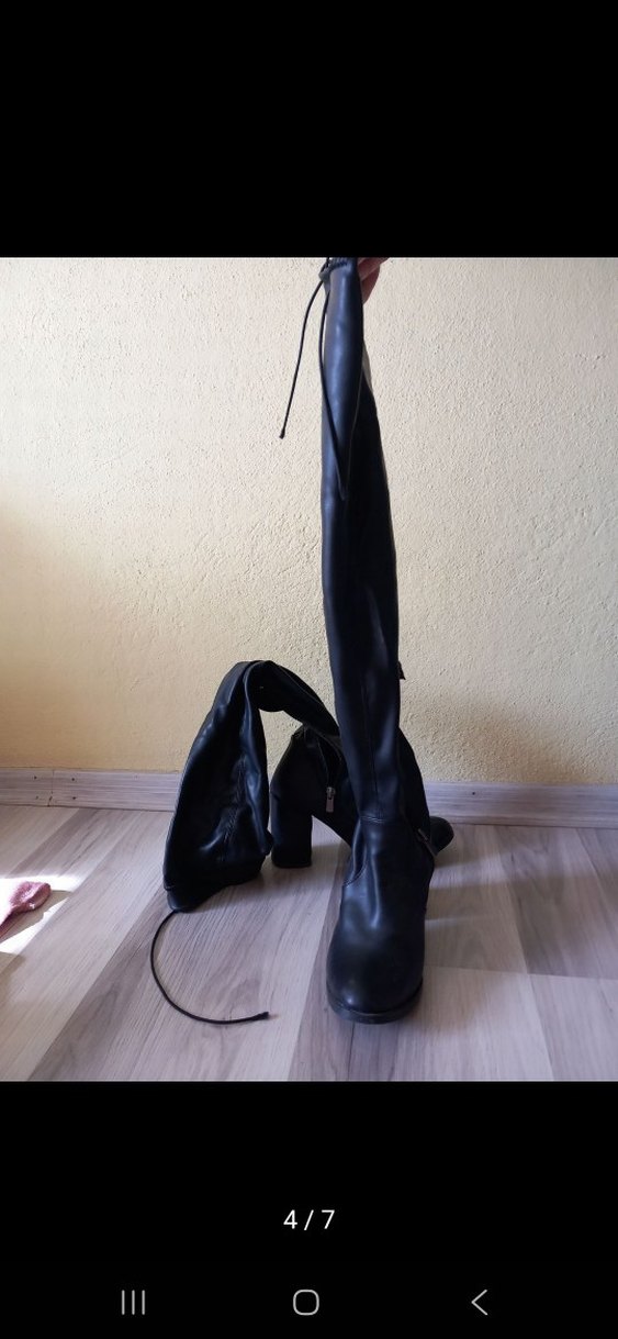 Kadın Siyah Parlak Deri Dizüstü Tokalı Bot - Görsel 3