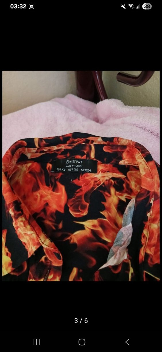 Düğmeli Siyah Turuncu Tie-Dye Geniş Kesim Gömlek - Görsel 5