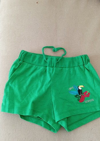 Kız Çocuk Yeşil Baskılı Belden Bağlamalı Şort - Görsel 2