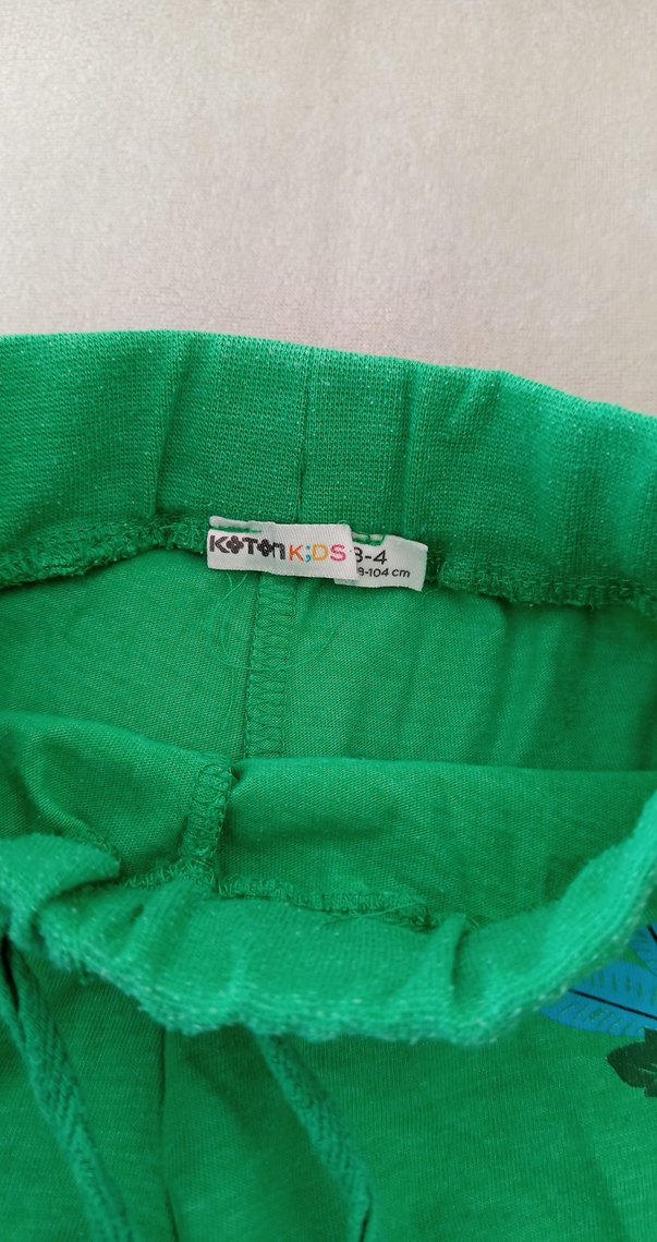 Kız Çocuk Yeşil Baskılı Belden Bağlamalı Şort - Görsel 4