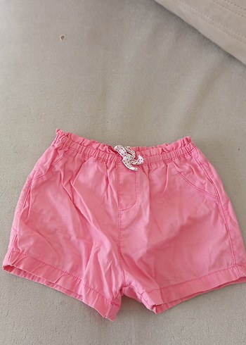 Düğmeli Pembe Basic Kız Şortu - Görsel 2