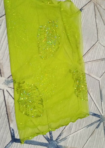 Parlak Yeşil Şeffaf Kadın şal - Görsel 2