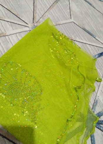 Parlak Yeşil Şeffaf Kadın şal - Görsel 3