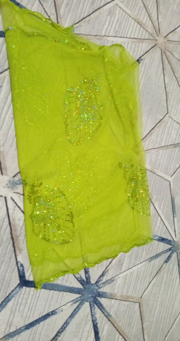 Parlak Yeşil Şeffaf Kadın şal - Görsel 2