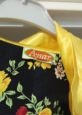 Sarı Detaylı Vintage Çiçekli Midi Kadın Sabahlık - Görsel 4