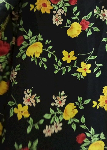 Sarı Detaylı Vintage Çiçekli Midi Kadın Sabahlık - Görsel 6