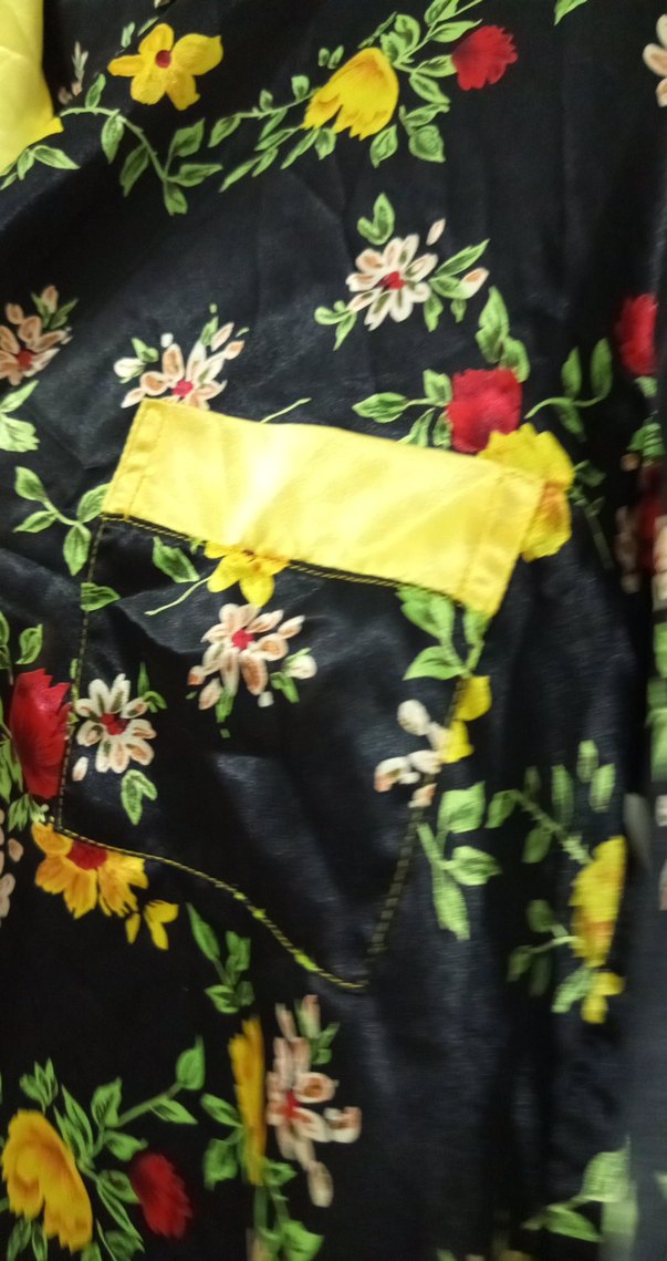 Sarı Detaylı Vintage Çiçekli Midi Kadın Sabahlık - Görsel 5