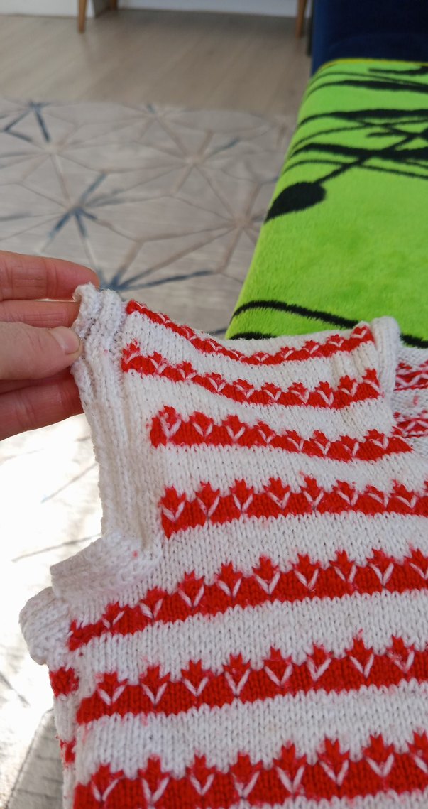 Kız Çocuk Kırmızı Çizgili Örgü Süveter - Görsel 5