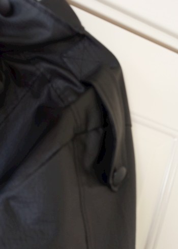 Kadın Siyah Deri Biker Ceket - Görsel 9