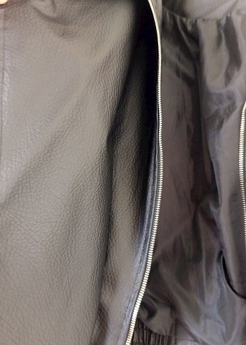 Kadın Siyah Deri Biker Ceket - Görsel 7