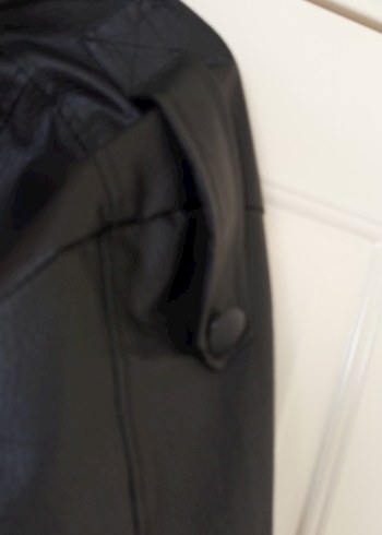 Kadın Siyah Deri Biker Ceket - Görsel 10