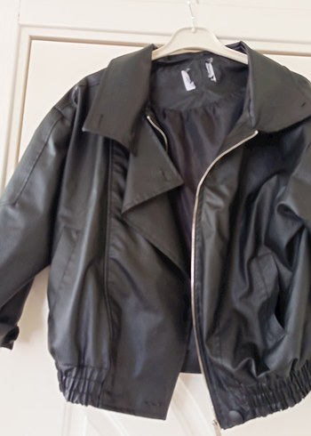 Kadın Siyah Deri Biker Ceket - Görsel 2