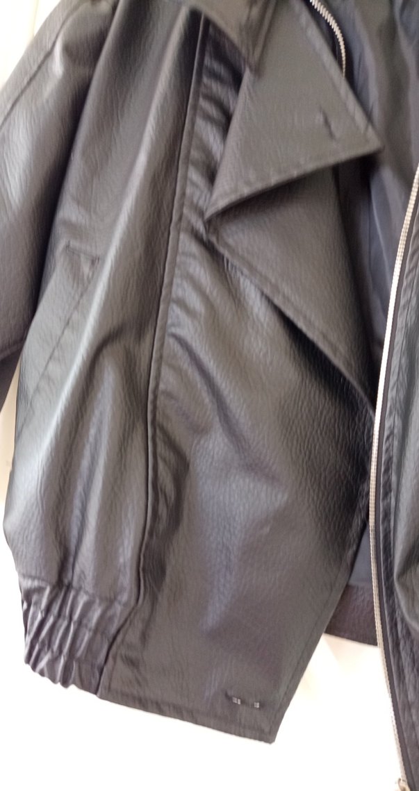 Kadın Siyah Deri Biker Ceket - Görsel 3