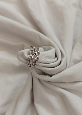 Bohem Zarafette Drapeli Beyaz Yüzük - Görsel 4