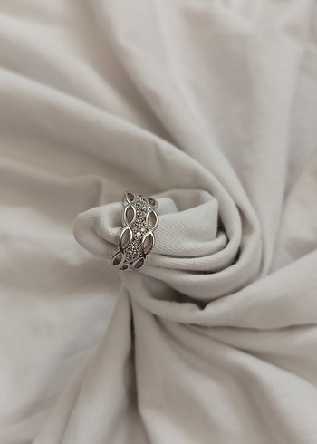 Bohem Zarafette Drapeli Beyaz Yüzük - Görsel 5