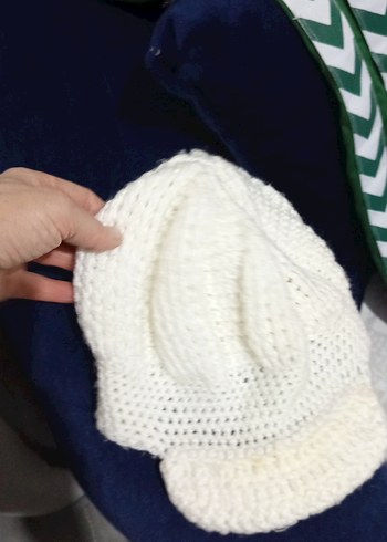 Beyaz Örgü Kadın Bere - Görsel 5