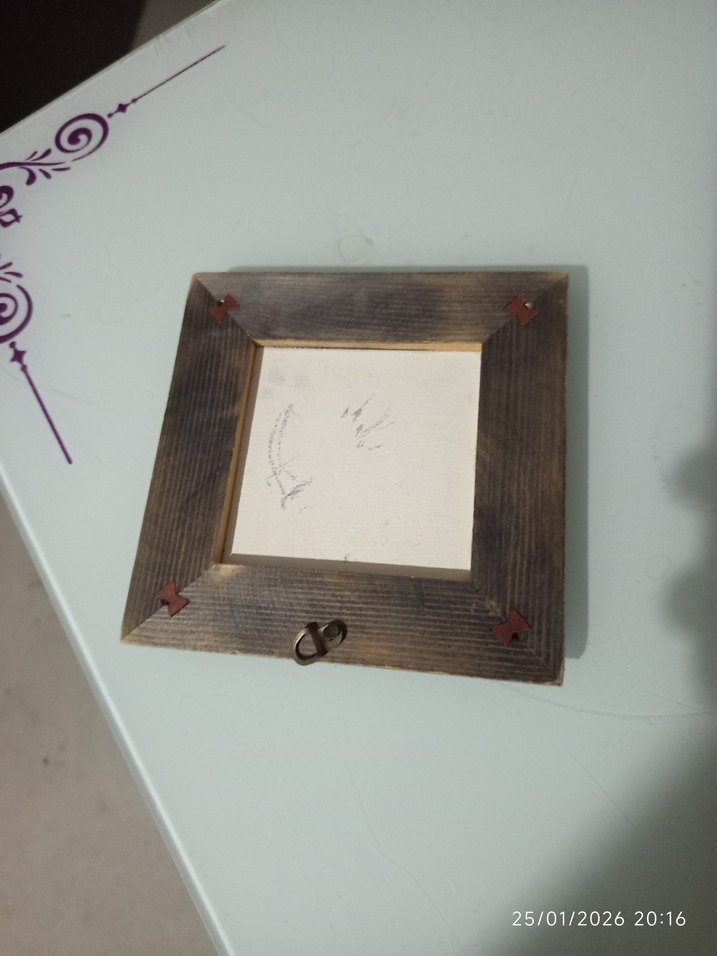 Turkuaz Çiçek Desenli Ahşap Çerçeve - Görsel 2