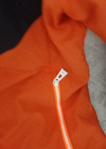 Turuncu Siyah Fermuarlı Kadın Ceket - Görsel 5