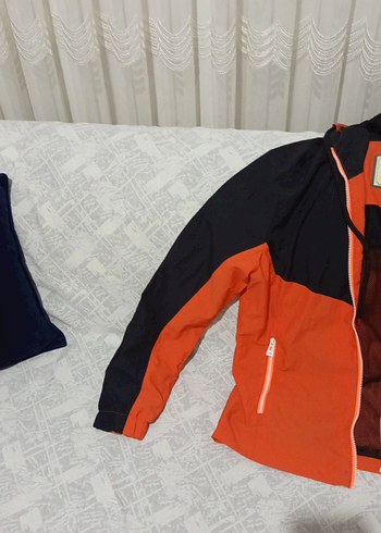 Turuncu Siyah Fermuarlı Kadın Ceket - Görsel 3