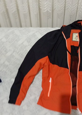 Turuncu Siyah Fermuarlı Kadın Ceket - Görsel 4