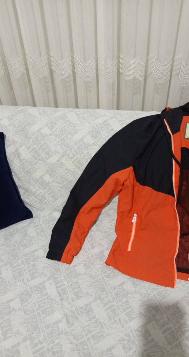 Turuncu Siyah Fermuarlı Kadın Ceket - Görsel 3