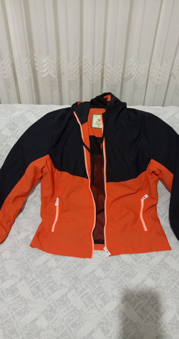 Turuncu Siyah Fermuarlı Kadın Ceket - Görsel 2