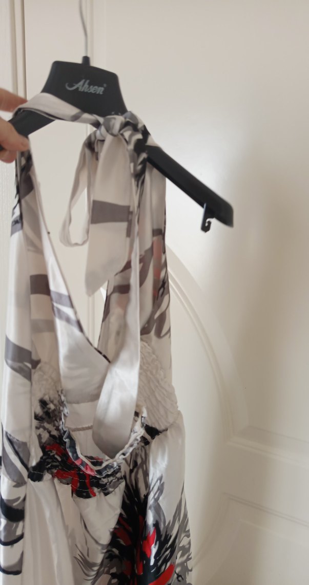 Bohem Beyaz Uzun Askısız Elbise - Görsel 5