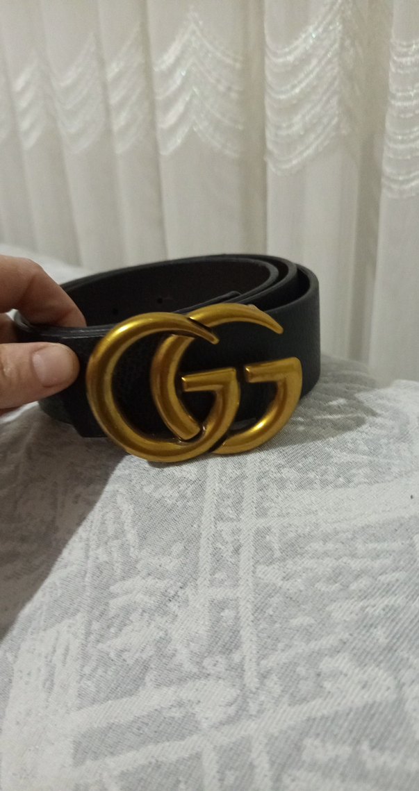 Altın Tokalı Klasik Siyah Deri Kadın Kemeri - Görsel 3