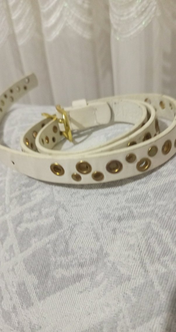 Beyaz Deri Delikli Kadın Kemer - Görsel 2