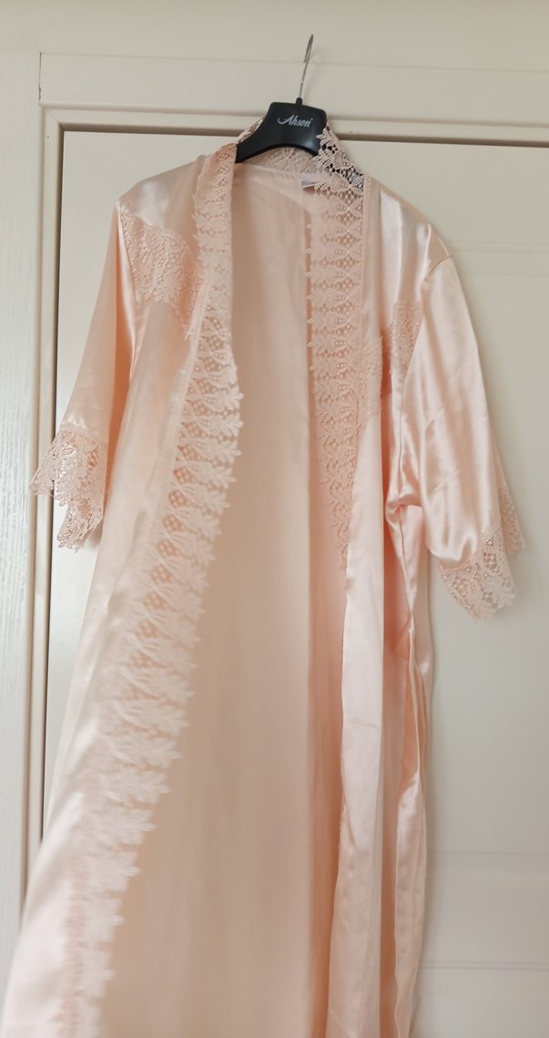 İnce Askılı Pudra Midi Gecelik - Görsel 4