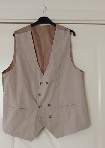 Bej Düğmeli Erkek Yelek - Görsel 2