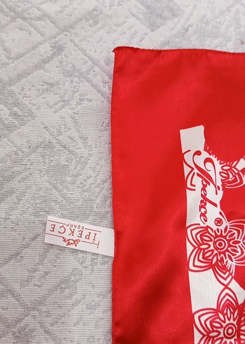 Kırmızı Vintage Kadın Fular - Görsel 3