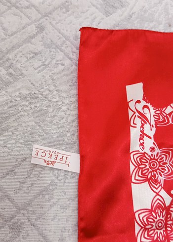 Kırmızı Vintage Kadın Fular - Görsel 2