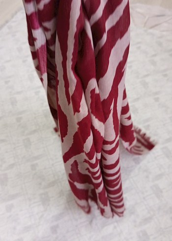 Bordo Kürklü Kadın Şal - Görsel 5