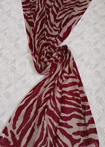 Bordo Kürklü Kadın Şal - Görsel 2