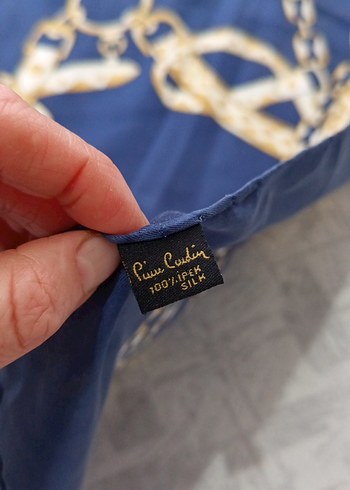 Zincir Detaylı Parlak Lacivert Bohem Fular - Görsel 2