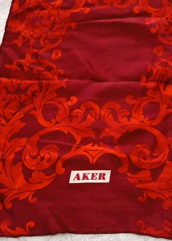 Koyu Kırmızı İpek Desenli Kadın Fular - Görsel 2